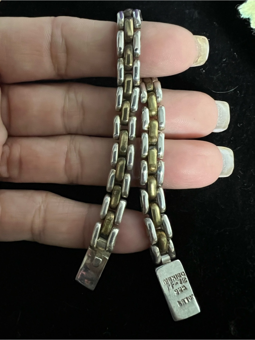 TAXCO 925 Sterling silver panther / gate link 2 tone bracelet
